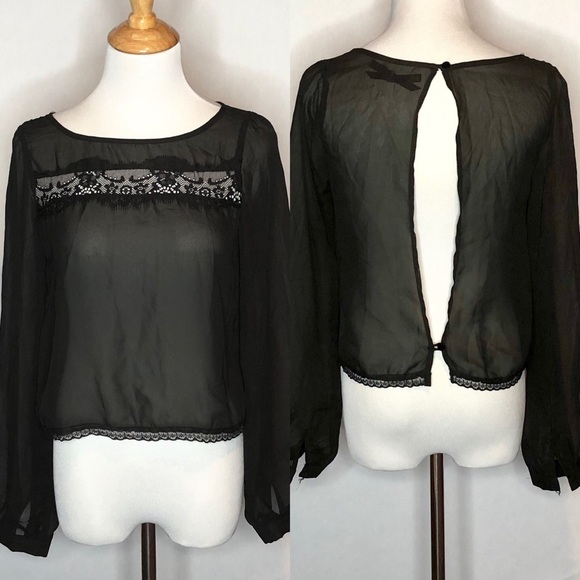 Ali & Kris Tops - Ali & Kris lace trimmed open back black Blouse